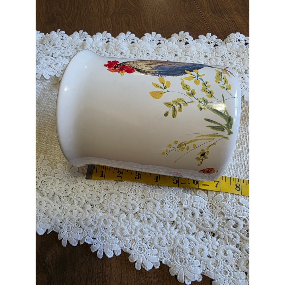 Paula Deen Garden Rooster Ceramic Utensil Holder Crock Farmhouse Kitchen C032 - Picture 6 of 8
